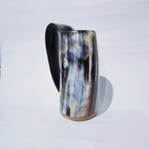 Natural Ox Horn Drinking Cup Hand Carved Viking Pattern Horn Mug for <b>Beer</b> Whiskey Mead - Product Image 1
