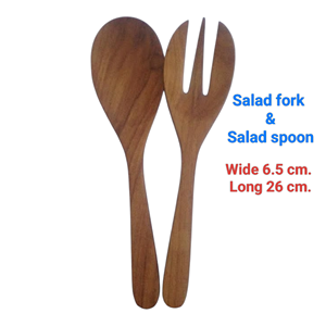 ชุดช้อนอาหารค่ำและช้อนสลัดสไตล์วินเทจคลาสสิก ทำด้วยมือ 100% น้ำหนักเบา เป็นมิตรกับสิ่งแวดล้อม ทำจากไม้สัก ผลิตในประเทศไทย - Product Image 2