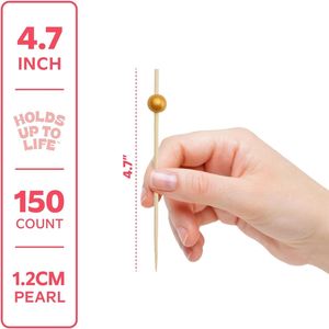 150 Count 4.7 Inch Wooden Cocktail Skewers Fancy <b>Toothpicks</b> for Appetizers and Drinks Cocktail Stirrer - Product Image 2