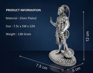 Jaipur Metals - Ídolo de Hanuman Chapado en Plata Oxidada 999 |   Estatua Religiosa de Plata |   7.5x5x12cm |   138g |   Decoración del Hogar |   Regalo para Pooja - Product Image 3