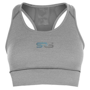 Sujetador deportivo sencillo para mujer, hecho en Pakistán, de spandex/nailon, ecológico, de secado rápido, con tirantes fijos, logo frontal, transpirable, a cuadros. - Product Image 1