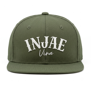 Casquette Snapback à visière plate vert olive avec logo brodé 3D personnalisé, 6 panneaux structurés en sergé de coton, style Hip Hop Streetwear, OEM - Product Image 1