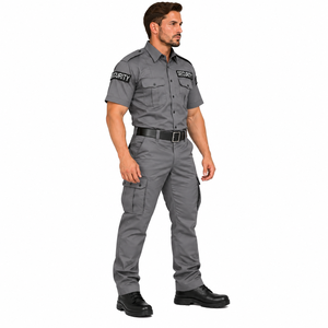 Ensemble uniforme de sécurité pour hommes de haute qualité, chemise de travail à manches courtes, pantalon cargo latéral, couleur unie, uniforme de travail personnalisé pour hommes - Product Image 3