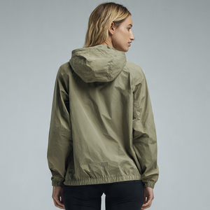 Sudadera con capucha impermeable OEM para mujer, estilo urbano, cortavientos con media cremallera, para dama - Product Image 2