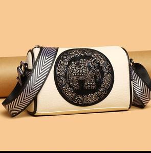 Vintage PU Women <b>Shoulder</b> Bag Rhinestone Circular Pattern Zipper Portable Crossbody Purse Single <b>Strap</b> for Daily Travel - Product Image 3