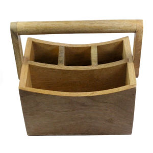 Wooden Cutlery Holder <b>Caddy</b> for Dining Table Napkin Spoon Fork Organizer Box <b>Kitchen</b> Countertop Utensil Storage Stand Wood <b>Caddy</b> - Product Image 5