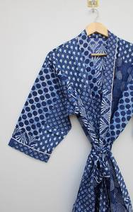 Bata Kimono de Algodón Suave con Estampado de Dibujos Animados para Mujer, Camisón de Verano Hecho a Mano ODM con Cuello en V, Cintura Elástica, Largo hasta la Rodilla - Product Image 3