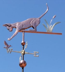 Copper Dog Weather Vane with Compass Directions Polished Finish Outdoor <b>Garden</b> Ornament - Product Image 1