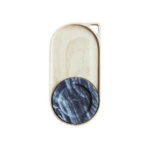 ถาดเสิร์ฟไม้รูปวงรีลายเรขาคณิตแบบมินิมอล ทำด้วยมือ สำหรับใช้ในครัว ห้องรับประทานอาหาร ชา กาแฟ ขนม อาหารเช้า ตกแต่งบ้าน - Product Image 2