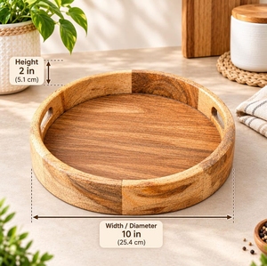 Cubo Plegable Redondo de Madera con Asas, Duradero, de Madera Natural, Estilo Vintage, Ecológico, Multiusos, para Servir la Felicidad - Product Image 6