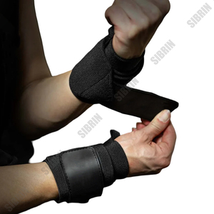 Sibrin Custom Logo Printed <b>Black</b> Wrist <b>Wraps</b> Heavy Duty Elastic Gym Support for Powerlifting Weightlifting Wrist Support 18 Inch - Product Image 2