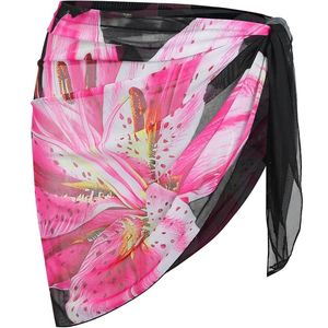 Women's Floral Print Beach Cover Up Sheer Chiffon <b>Bikini</b> <b>Sarong</b> Wrap Skirt - Product Image 1