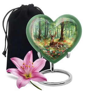 Urnas de recuerdo de corazón de aluminio con reflejos de cisne surrealista con soporte para cenizas humanas - Product Image 5