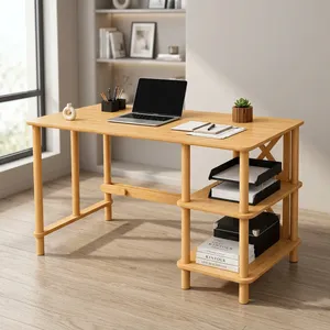 Bureau d'écriture moderne en bois massif, poste de travail minimaliste en bois pour la maison, table d'ordinateur contemporaine, bureau d'étude haut de gamme - Product Image 3