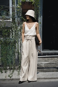 The31 High Quality Women's <b>Pants</b> Minimalistic Design Casual Solid Natural Regular Fit Premium <b>Linen</b> Cotton Maxi Length 11PCAW014 - Product Image 5