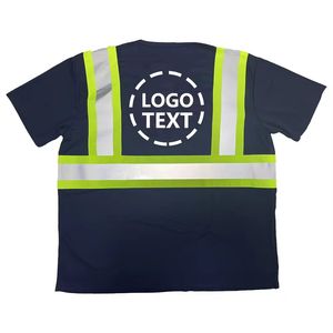 เสื้อยืดทำงานแบบสะท้อนแสงสำหรับผู้ชาย ANSI Class พร้อมกระเป๋าสะท้อนแสงสีเทาขนาด 5 ซม. แขนสั้น - Product Image 3