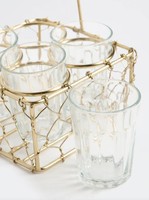 Panier porte-verre en fil métallique doré avec poignée |   Finition laquée de style vintage |   Panier de rangement multifonctionnel |   Cuisine |