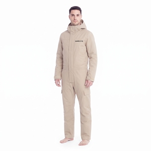 Combinaison de ski imperméable pour homme Hawkeye, à capuche, une pièce, vêtements de neige d'extérieur, isolation synthétique, fermeture éclair, beige - Product Image 4