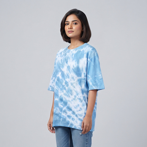 Women Acid Wash T-Shirt Oversized Cotton Crew Neck Casual Vintage Streetwear Drop Shoulder Short Sleeve Summer Ladies T Shirts - Product Image 1