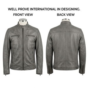 Custom Logo Synthetic Sheep Skin Knitted Waterproof Breathable <b>Jacket</b> 600 GSM Dark <b>Brown</b> Vintage Moto Biker Padded Shoulder - Product Image 2