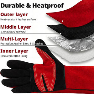 Gants de soudeur en cuir pleine fleur résistants au feu et durables, gants de sécurité résistants à la chaleur pour le travail, gants de sécurité pour le soudage et les outils manuels en métal - Product Image 2
