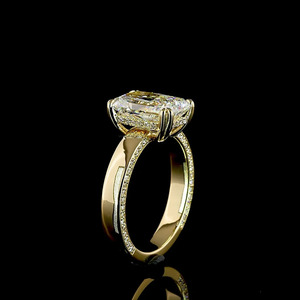 Bague de fiançailles et de mariage solitaire en diamant de laboratoire certifié IGI, taille Radiant, or 10K/14K/18K, argent 925/935, bijoux de luxe - Product Image 3