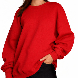 Sweat-shirt tricoté oversize pour femme, coupe décontractée, col rond, tissu peigné épais de qualité supérieure, séchage rapide, respirant, design doublé sur le devant - Product Image 1