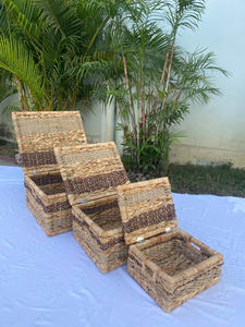 Ensemble de 3 boîtes écologiques à couvercle, fabriquées à partir d'un mélange d'herbe de mer et de jacinthe d'eau - Product Image 3