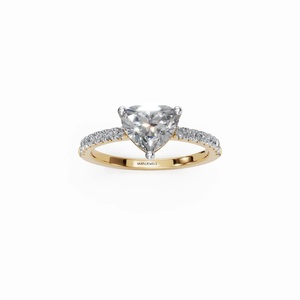 Elegante Anillo de Boda Clásico para Mujer con Diamante Cultivado en Laboratorio con Certificación IGI, Corte Corazón, Banda Pavé, Oro 10K/14K/18K, Plata 925/935, Regalo - Product Image 2