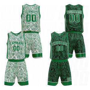 Uniforme de Baloncesto Profesional de Secado Rápido con Logotipo Personalizado Triángulo Verde, Conjunto de Camiseta y Pantalones Cortos Deportivos Transpirables y Resistentes al Desgaste - Product Image 1