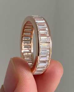 Bague éternelle entièrement sertie de diamants baguette cultivés en laboratoire pour femme, en or massif 14 carats, cadeau de mariage ou de fête pour les partenaires - Product Image 2