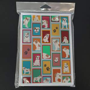 Whimsical A7 Tamaño 5x7 Tarjetas de notas en blanco Paquete de 8 Lote de diseño de Bulldog Inglés Piebald con sobres para saludar - Product Image 3