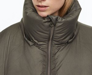Puffer Padded Quilted Overcoat Waterproof Windproof Breathable Cotton Filled Embroidery Hooded plain puffer <b>jacket</b> for women - Product Image 5
