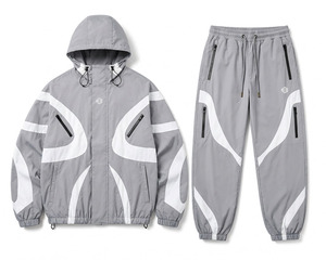 Men's Trendy Custom Colorblock Hooded Pullover Zipper <b>Lightweight</b> Polyester <b>jacket</b> for men Nylon Sport Windbreaker Tracksuit Set - Product Image 3