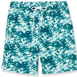 Shorts de bain premium pour hommes |   Short de plage à séchage rapide et anti-UV avec imprimé abstrait mosaïque bleu sarcelle |   Shorts de sport pour l'été urbain et le surf - Product Image 1