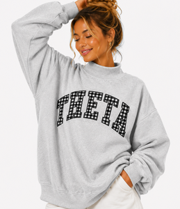 Sudadera de cuello alto personalizada al por mayor TBSIGMA para mujer, con bordado griego de chenilla, de algodón polar, corte holgado - Product Image 1