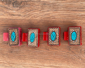 Nouvelle arrivée vente chaude Western élégant à la main usiné en cuir gravé pinces à cheveux en cuir griffe accessoires de cheveux pour les femmes - Product Image 2