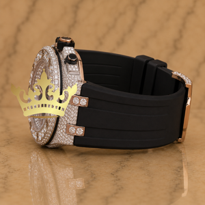 High Quality Rose Gold Diamond Watch Men Brown Dial Fashion <b>Wristwatch</b> - Product Image 2