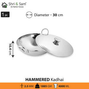 Kadhai à martelage profond avec couvercle en acier inoxydable triplement gravé Pro Cookware - Product Image 6