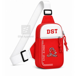 Sac banane personnalisé Delta Sigma Theta Sorority avec logo brodé sur le devant, fermeture éclair rouge et blanche, usage quotidien décontracté pour femme - Product Image 2