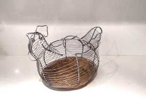 Vintage French Wire <b>Egg</b> <b>Basket</b>: Rooster Design, Farmhouse Decor - Product Image 2