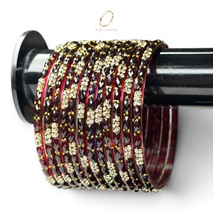 Nuevo Juego de Brazaletes de Diseño Moderno con Circonitas Rojas y Baño de Oro Estilo Kashmiri, Colección de Joyería para Bodas, Venta al Por Mayor - Product Image 1