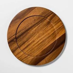 Eco Friendly Wooden Round <b>Plate</b> Handmade Decorative Serving Tray for Kitchen Dining Table Restaurant Cafe Catering and Home - Product Image 4