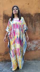 Beautiful Elegant Handmade Indian Tie Dye <b>Kaftan</b> Plus Size <b>Summer</b> Women Three Quarter Sleeve Casual Dress Slit ODM - Product Image 3