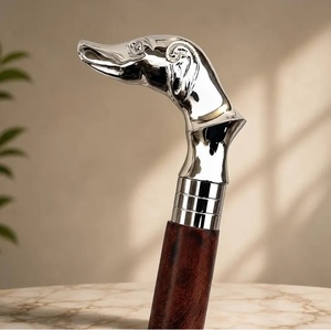 Silver Plated Duck Head Walking Stick With <b>Polished</b> Stainless Steel Handle And Dark Wood Shaft Art Collectible Figurine - Product Image 3