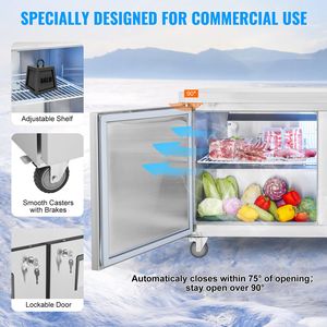 Tavolo Refrigerato Professionale in Acciaio Inox da 60 Pollici per Preparazione Sandwich e Insalate, 16,4 Cu. Ft. Attrezzatura di Refrigerazione per Cucine Commerciali 2 - Product Image 6