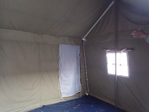 Tente tactique avec salle de bain intégrée, rectangulaire, double couche, toile imperméable, abri de camping 4 saisons avec 2 portes et 2 fenêtres - Product Image 5