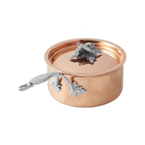 Casserole en cuivre artisanale avec couvercle décoratif en forme d'animal, finition polie et poignée en laiton rivetée pour cuisines haut de gamme - Product Image 3