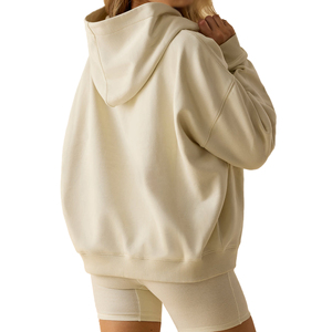 Ensemble de sweat-shirt à capuche pour femme, couleur unie, manches longues, en coton tricoté, décontracté, à porter toute l'année - Product Image 3