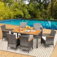 Ensemble de table à manger moderne de luxe, 1 table et 6 chaises, en rotin tressé, en MDF, non empilable, meubles de maison pour villas